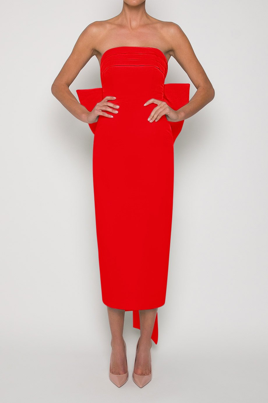 knee length dresses for ladies Veronica Beard Ezri Midi Dress | Carnelian Red main image 0