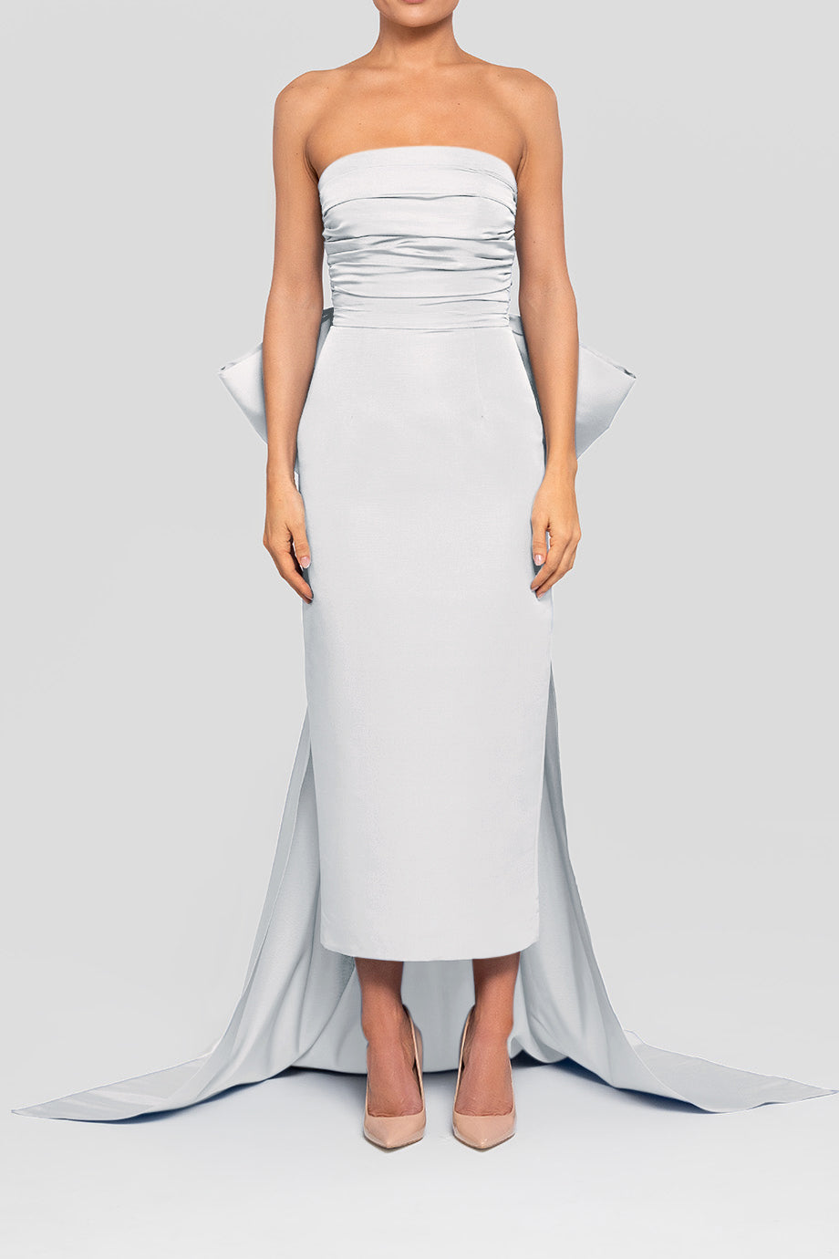Florence Silk Faille Midi Dress with Removable Train Florence Silk Faille Midi Dress with Removable Train