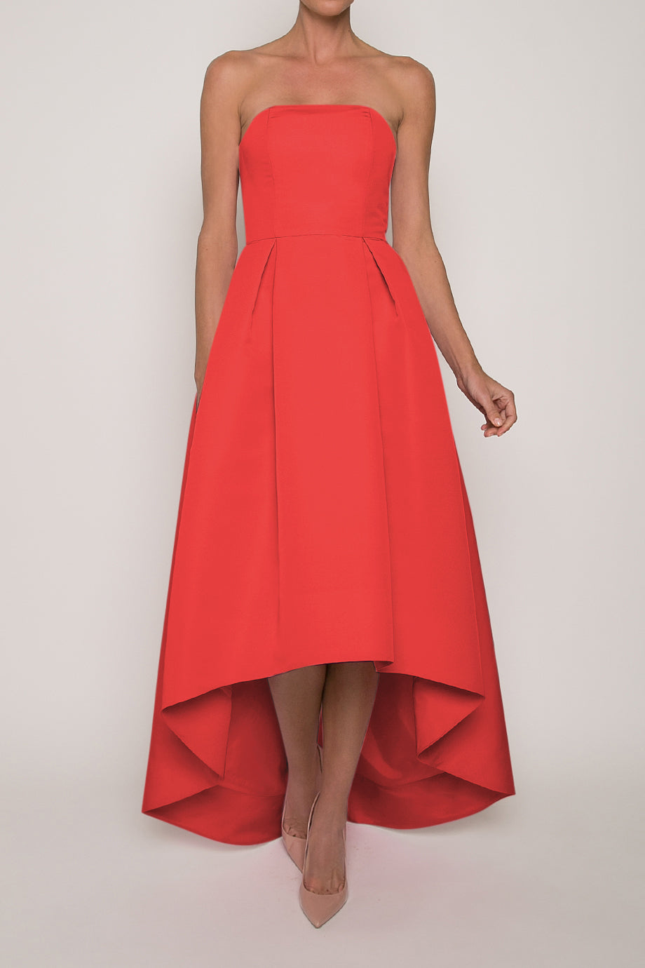 Twisted Bow Silk Faille High Low Gown
