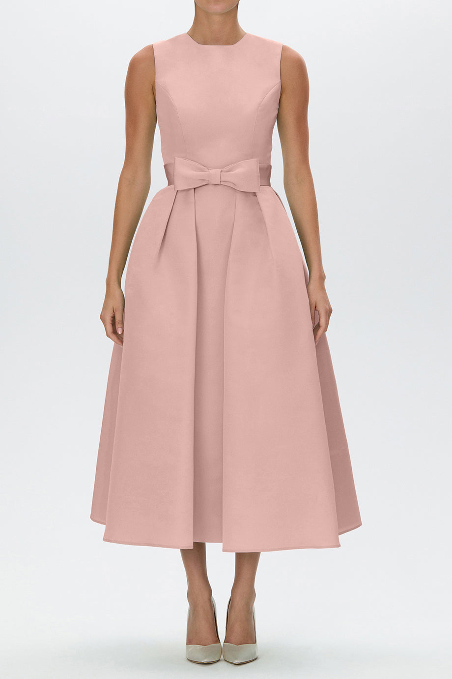 alexia maria pink bow dress Leonore Silk Faille Column Gown with Detachable Bow Train regatta / 16