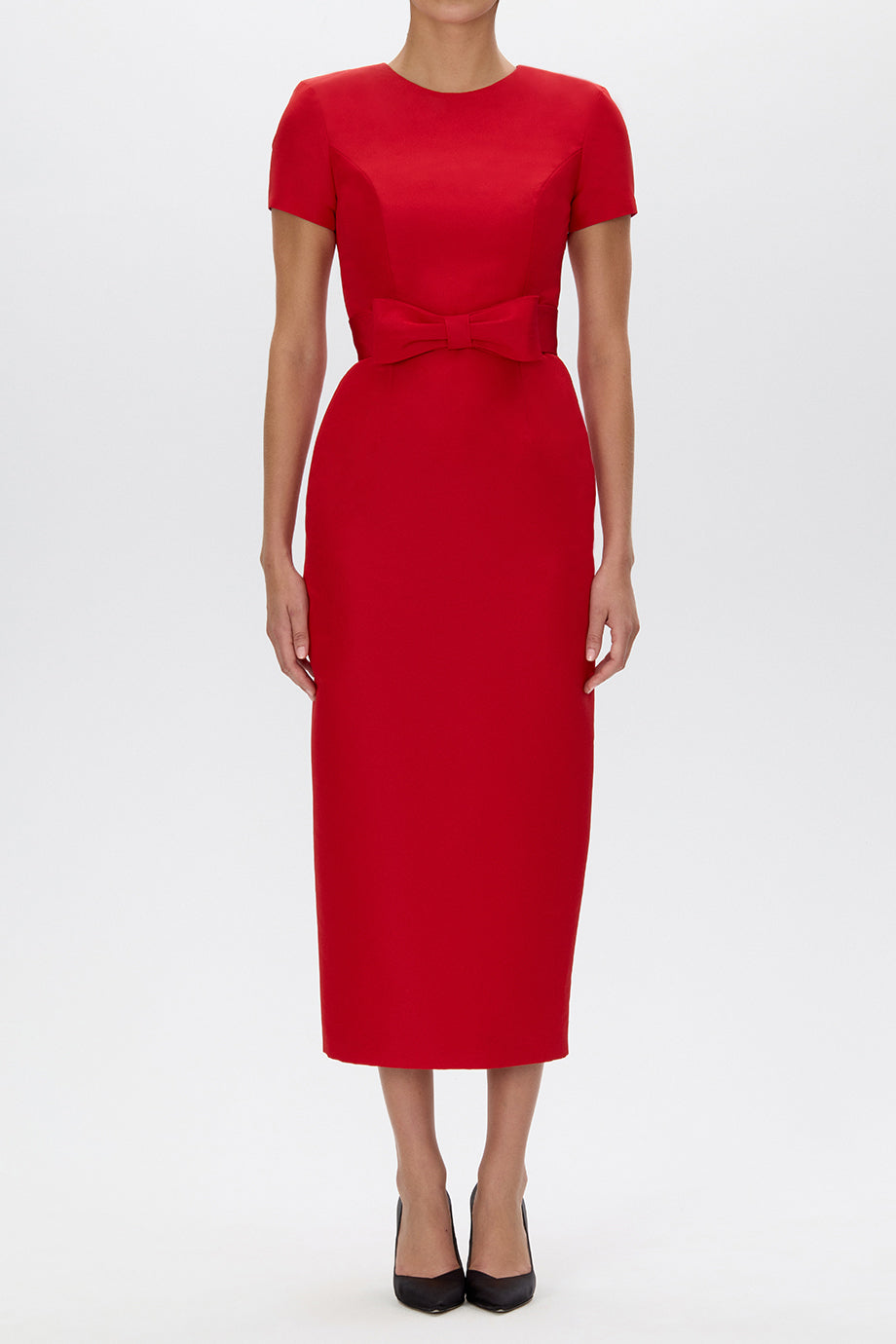 silk red midi dress Reiss