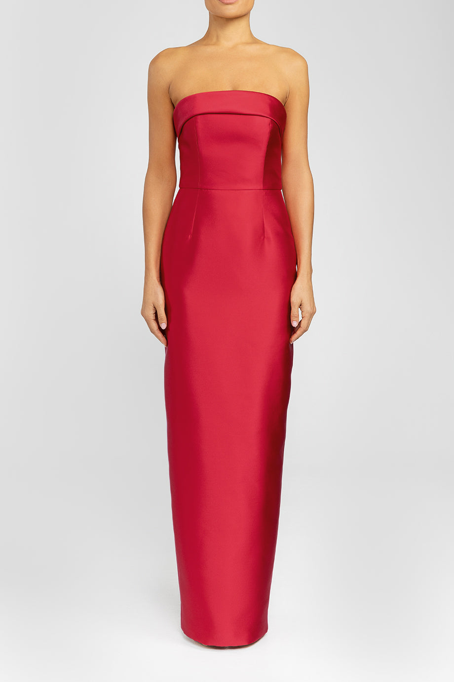 strapless open back dress Kelly Silk and Wool Column Gown