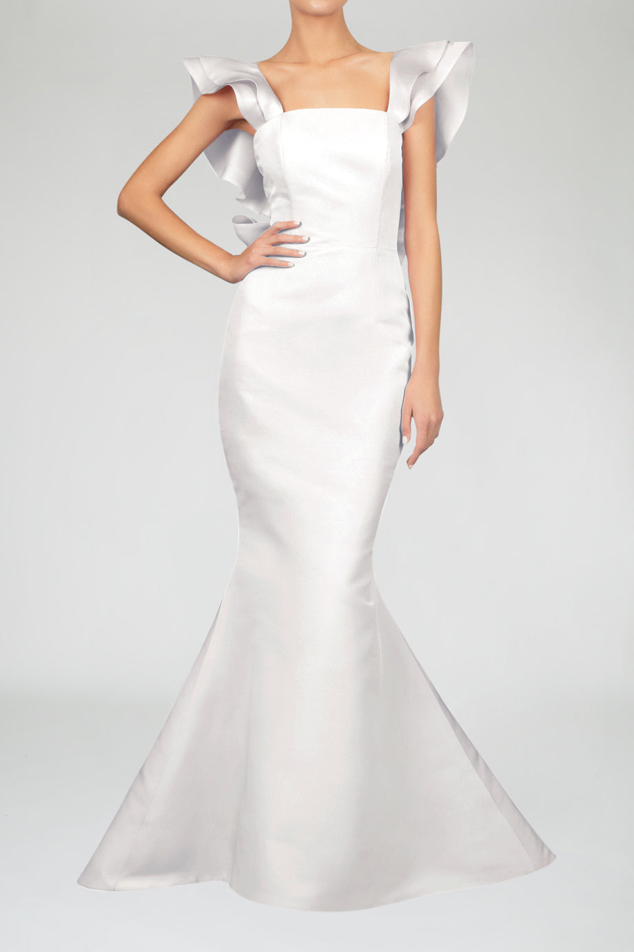 white silk mermaid dress Simple Silk Satin Mermaid Backless Spaghetti Straps Wedding Dresses, MW602