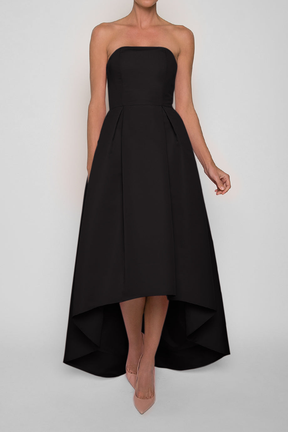 blue dress for baby girl Strapless Silk Faille High Low Gown 8 / Black