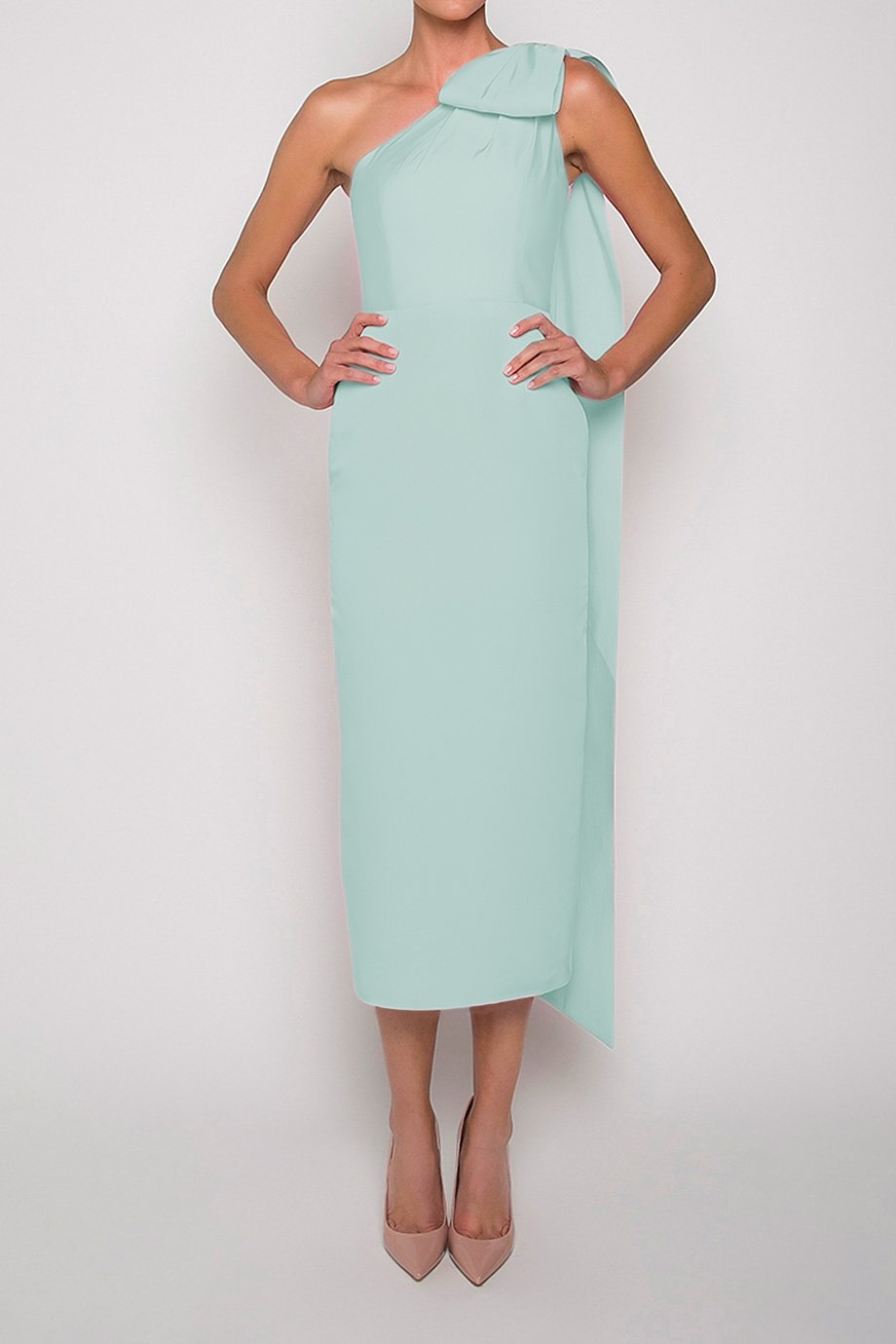 Anne Silk Faille Midi Dress