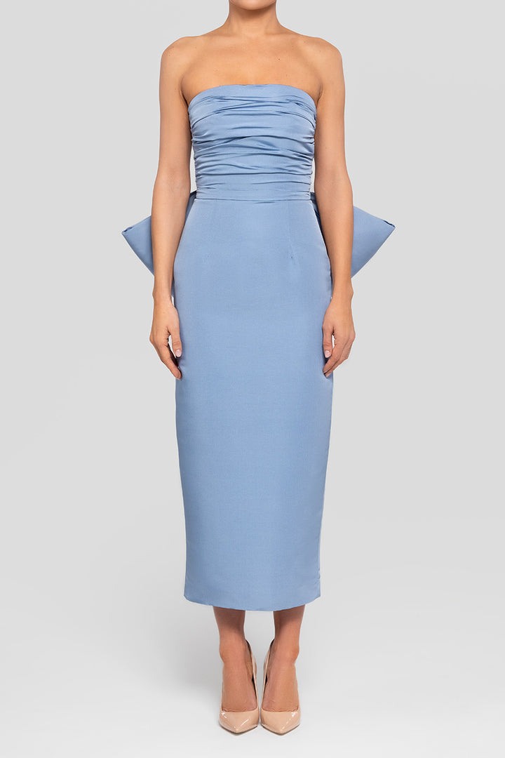 Florence Silk Faille Midi Dress with Removable Train