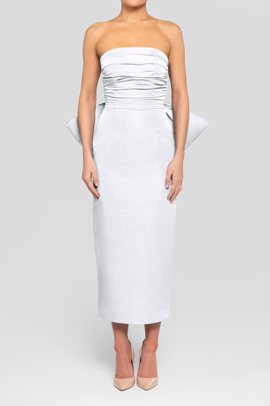 Florence Silk Faille Midi Dress with Removable Train Florence Silk Faille Midi Dress with Removable Train