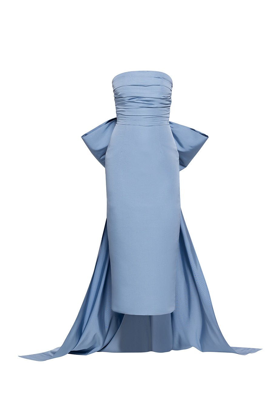 midi dress with train Audrey Puff Sleeve Fitted Midi Dress With Train