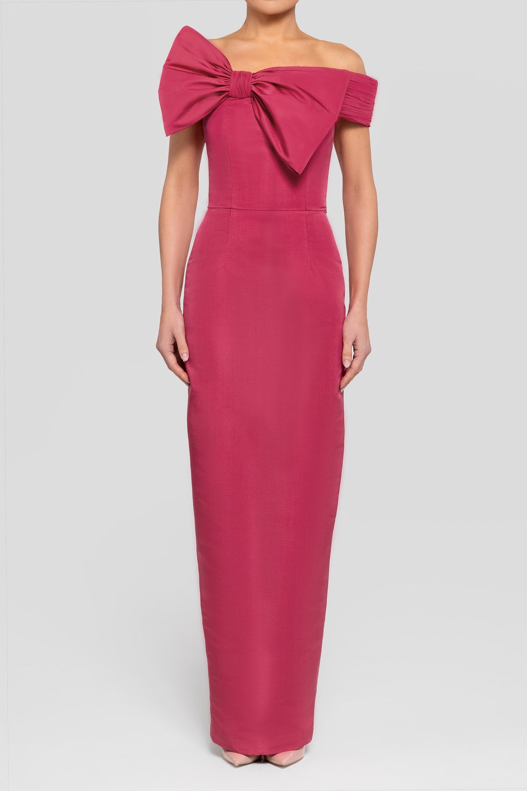 pink column dress One-Shoulder Crystal-Embellished Column Dress Pale Pink / FR 50