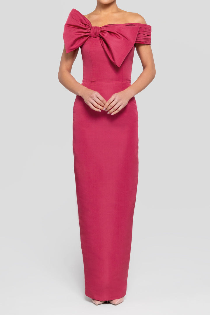 Violet Silk Faille Column Gown