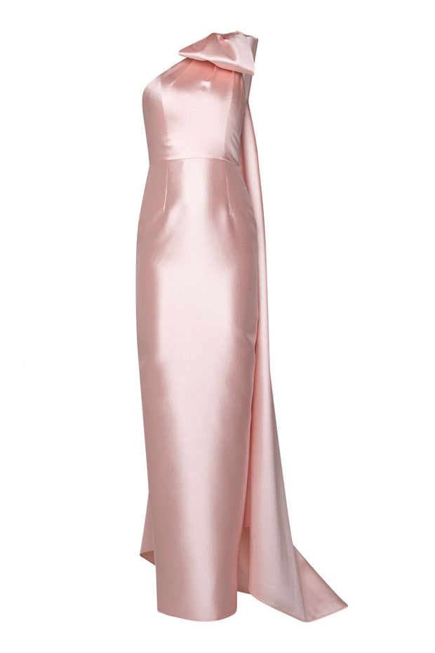 Alexandra Silk and Wool Column Gown with Removable Cape