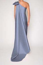 Alexandra Silk and Wool Column Gown with Removable Cape