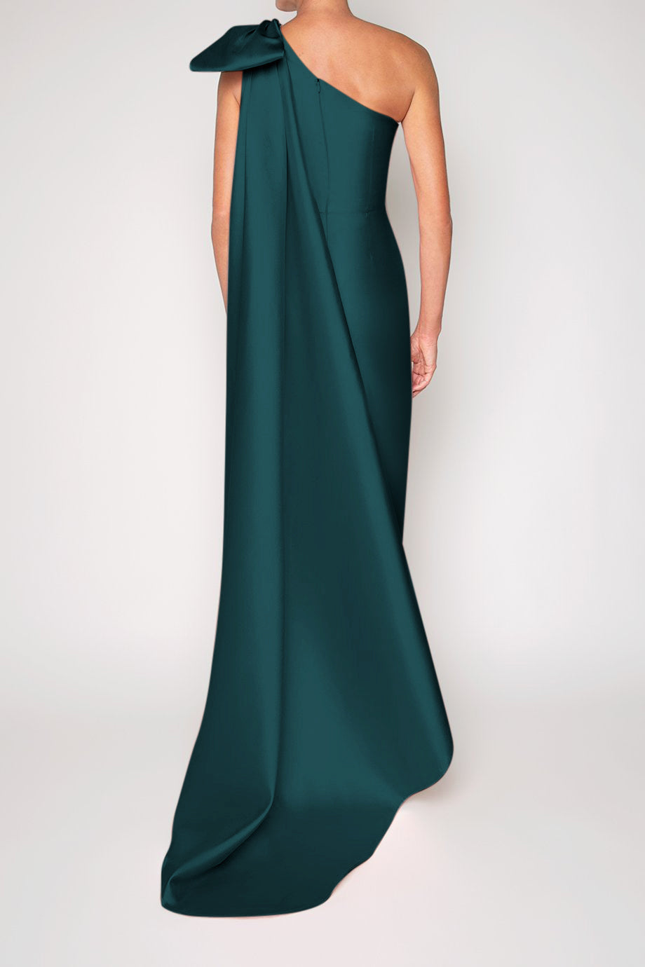 Alexandra Silk and Wool Column Gown with Removable Cape
