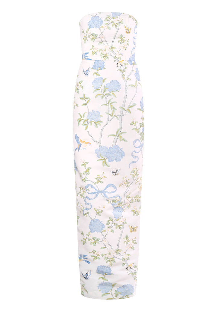 Elizabeth Beheld Butterfly Floral Silk Faille Column
