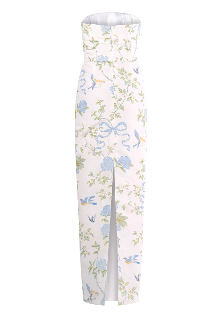 Elizabeth Beheld Butterfly Floral Silk Faille Column