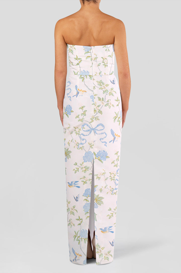 Elizabeth Beheld Butterfly Floral Silk Faille Column