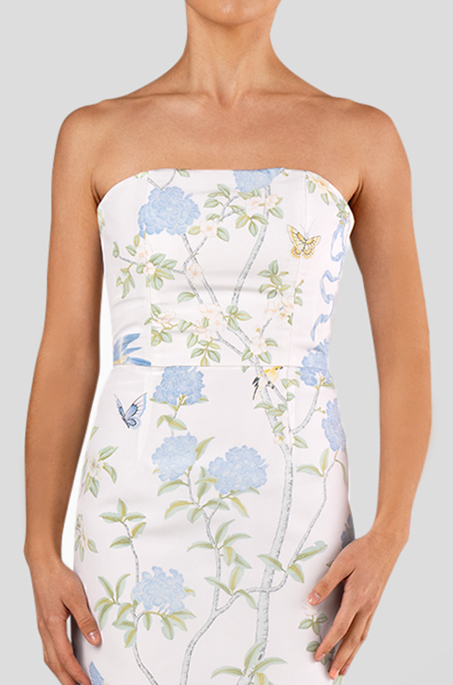 Elizabeth Beheld Butterfly Floral Silk Faille Column