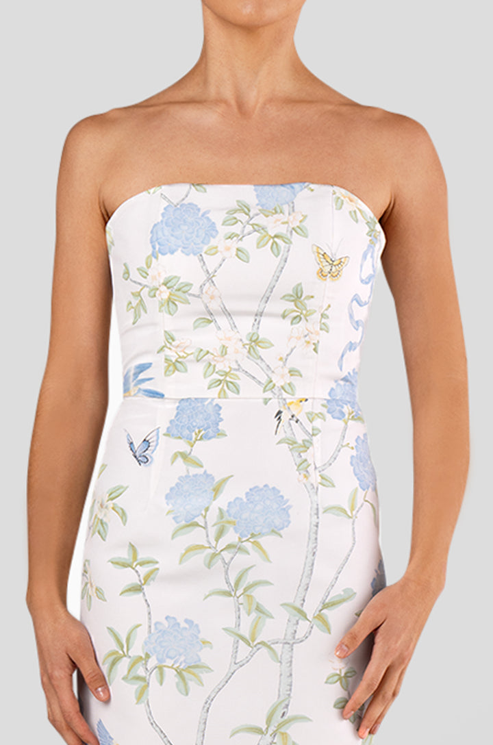 Elizabeth Beheld Butterfly Floral Silk Faille Column