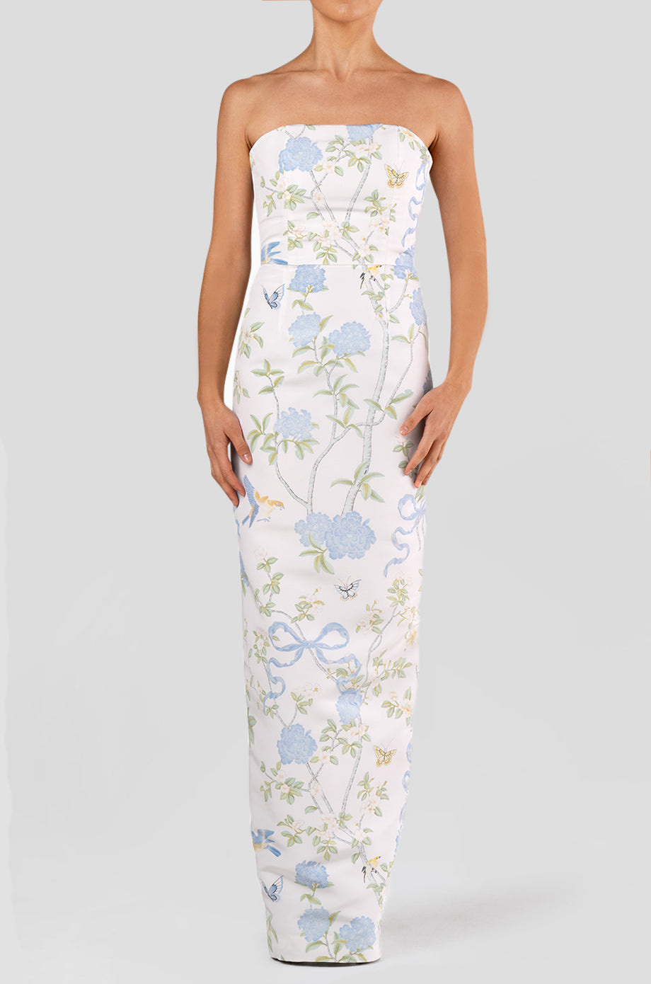 Elizabeth Beheld Butterfly Floral Silk Faille Column