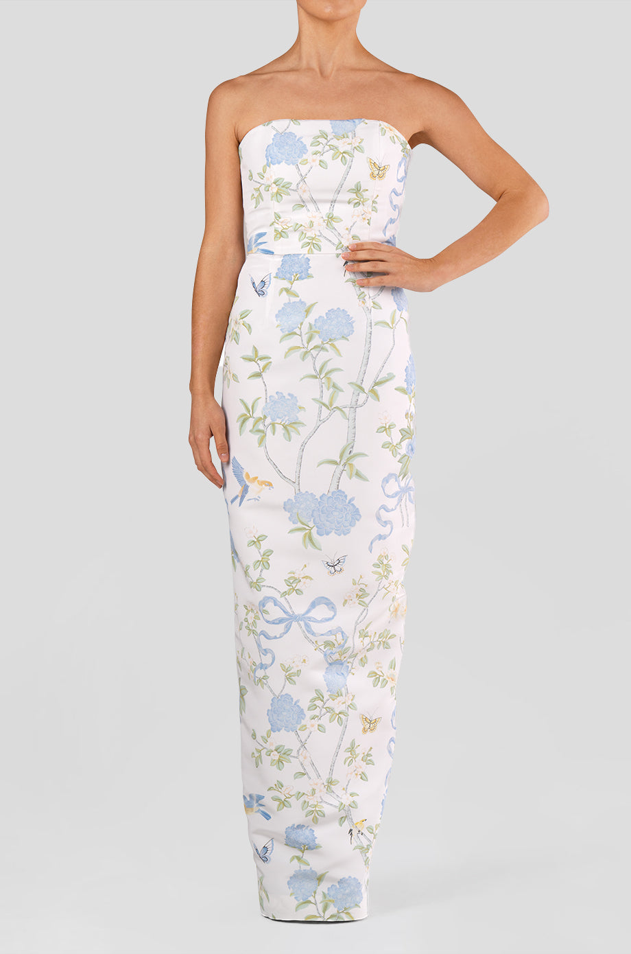 Elizabeth Beheld Butterfly Floral Silk Faille Column