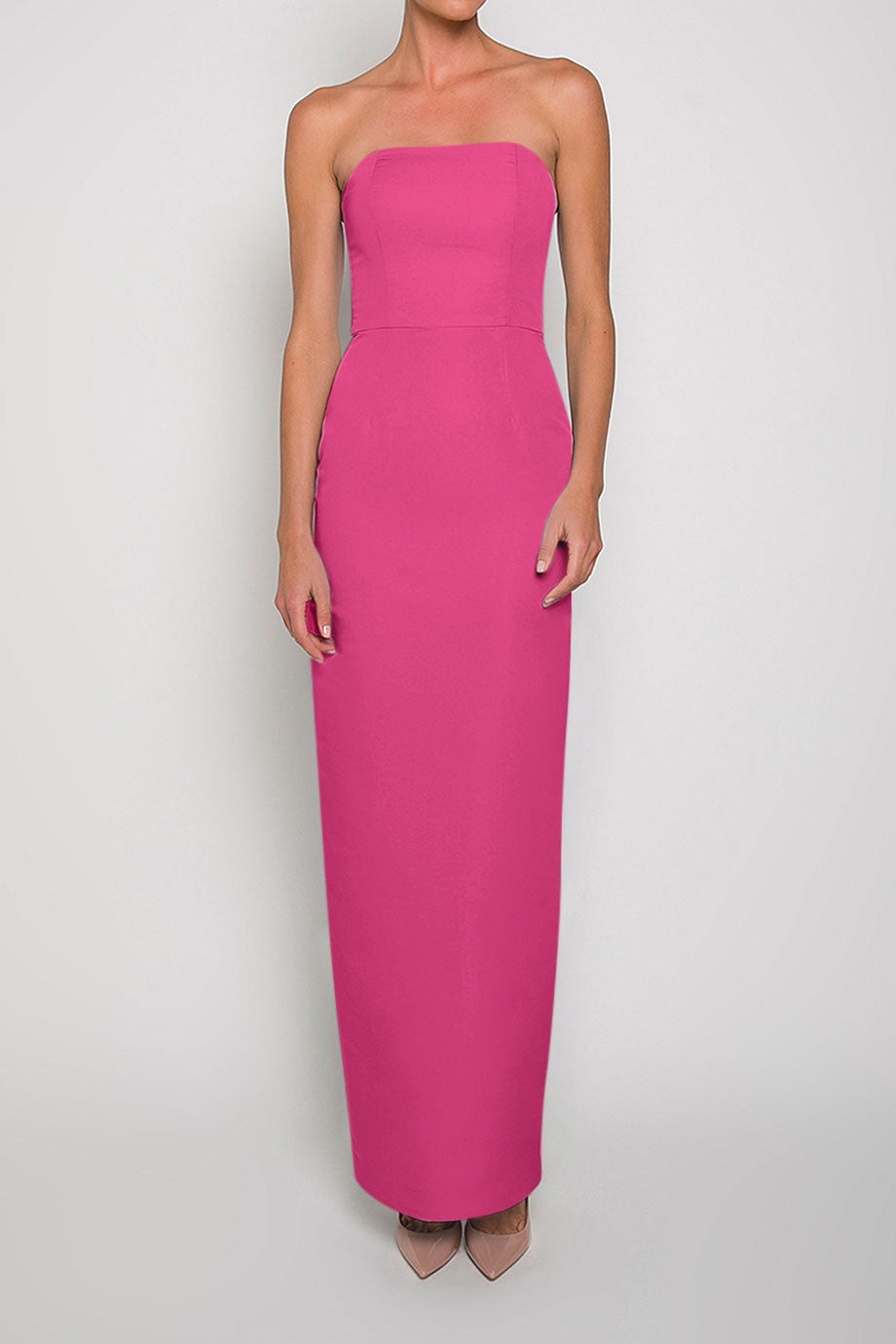 Silk Faille Strapless Column Gown with Bow Convertible Skirt