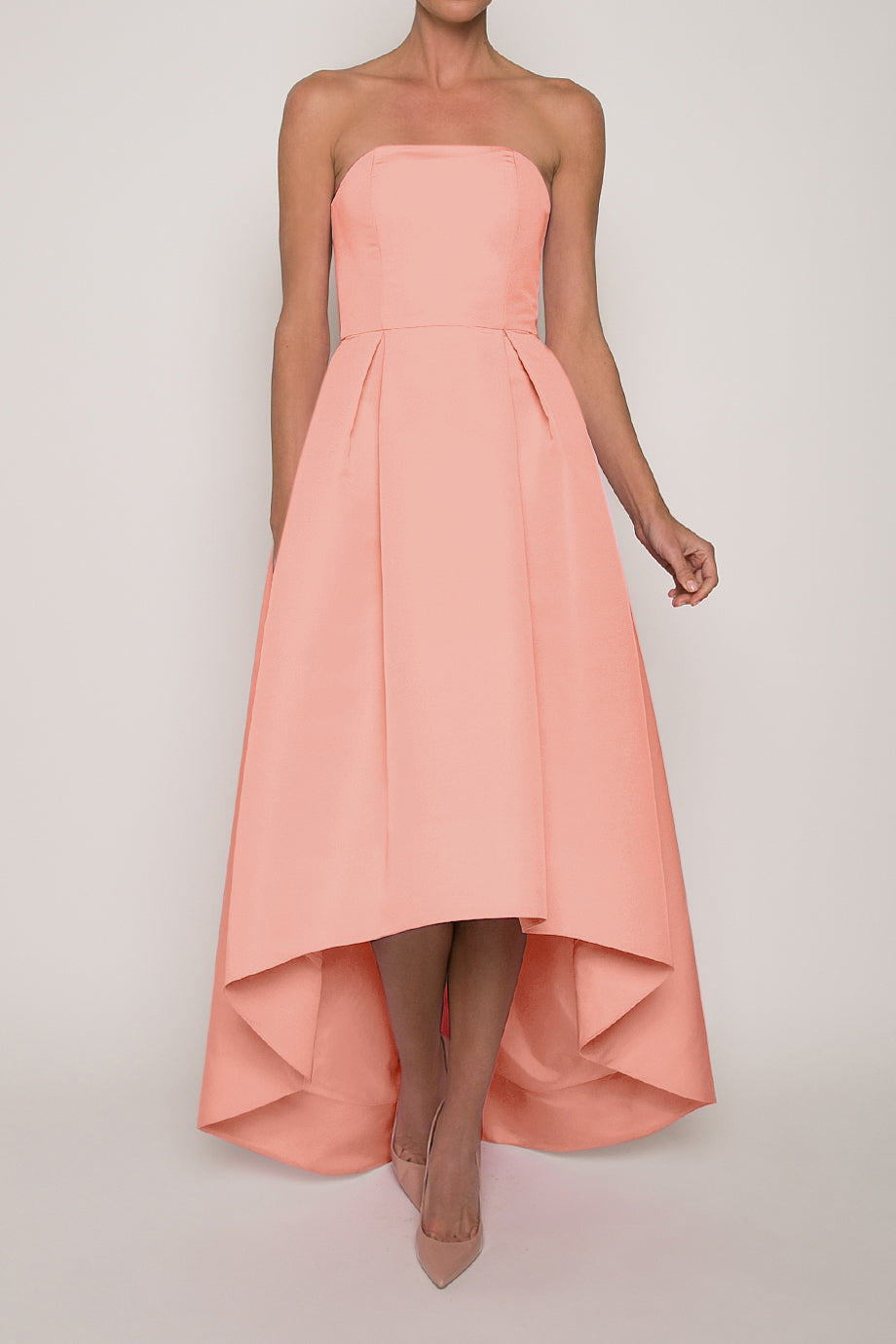 Strapless Silk Faille High Low Gown