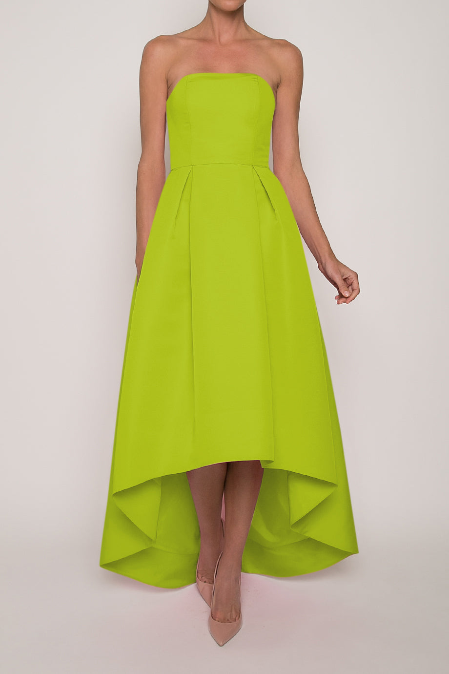 Strapless Silk Faille High Low Gown