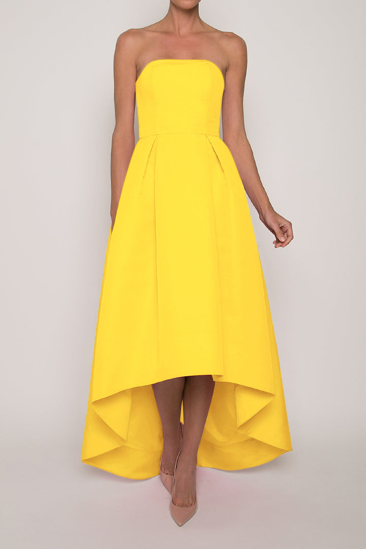 Strapless Silk Faille High Low Gown