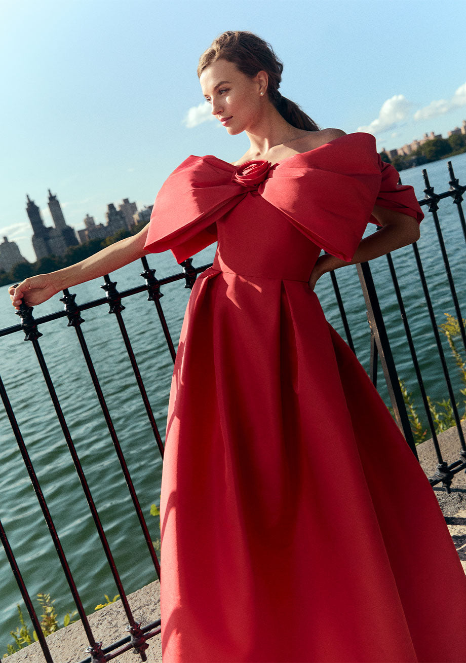 alexia maria grace silk faille ball gown dress Grace Garden Reverie Silk Faille Ball Gown with Bow Belt in Celadon Floral 2