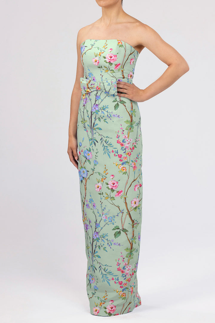 Elizabeth Garden Reverie Silk Faille Column Gown with Bow Belt