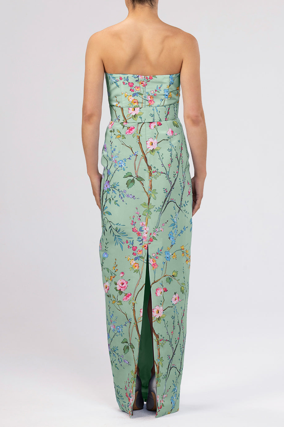 Elizabeth Garden Reverie Silk Faille Column Gown with Bow Belt