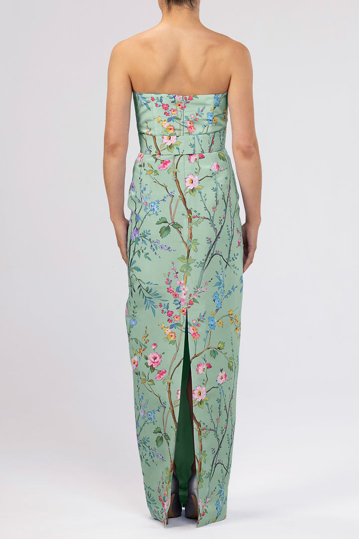 Elizabeth Garden Reverie Silk Faille Column Gown with Bow Belt