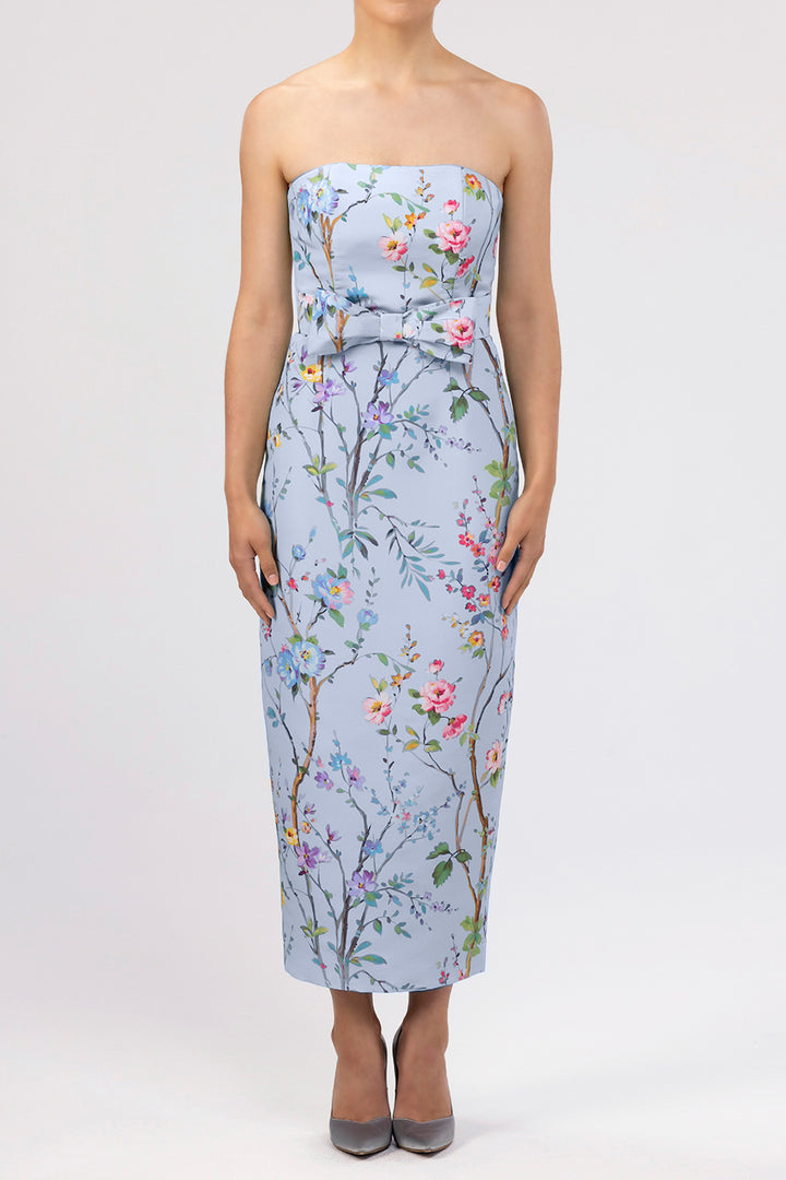Elizabeth Garden Reverie Silk Faille Midi Dress with Bow Belt