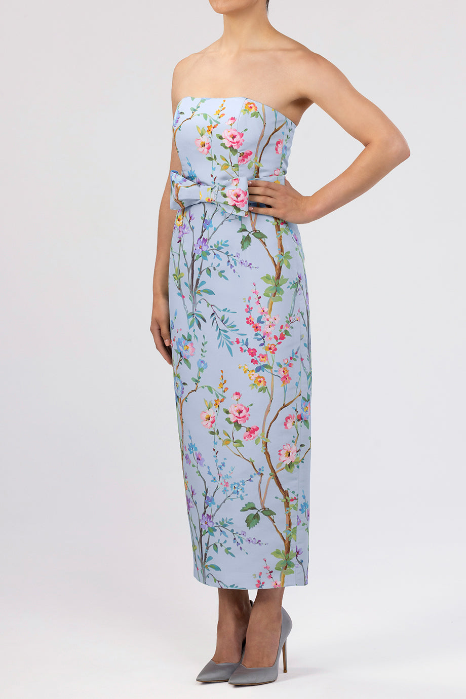 Elizabeth Garden Reverie Silk Faille Midi Dress with Bow Belt