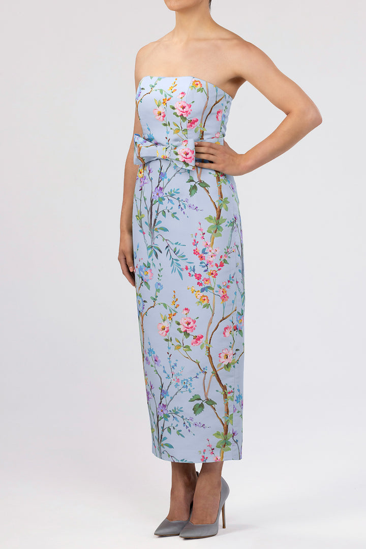 Elizabeth Garden Reverie Silk Faille Midi Dress with Bow Belt