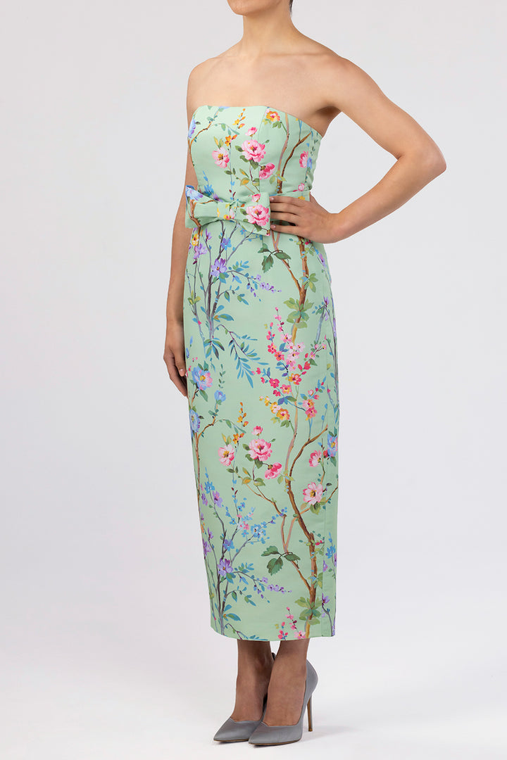 Elizabeth Garden Reverie Silk Faille Midi Dress with Bow Belt