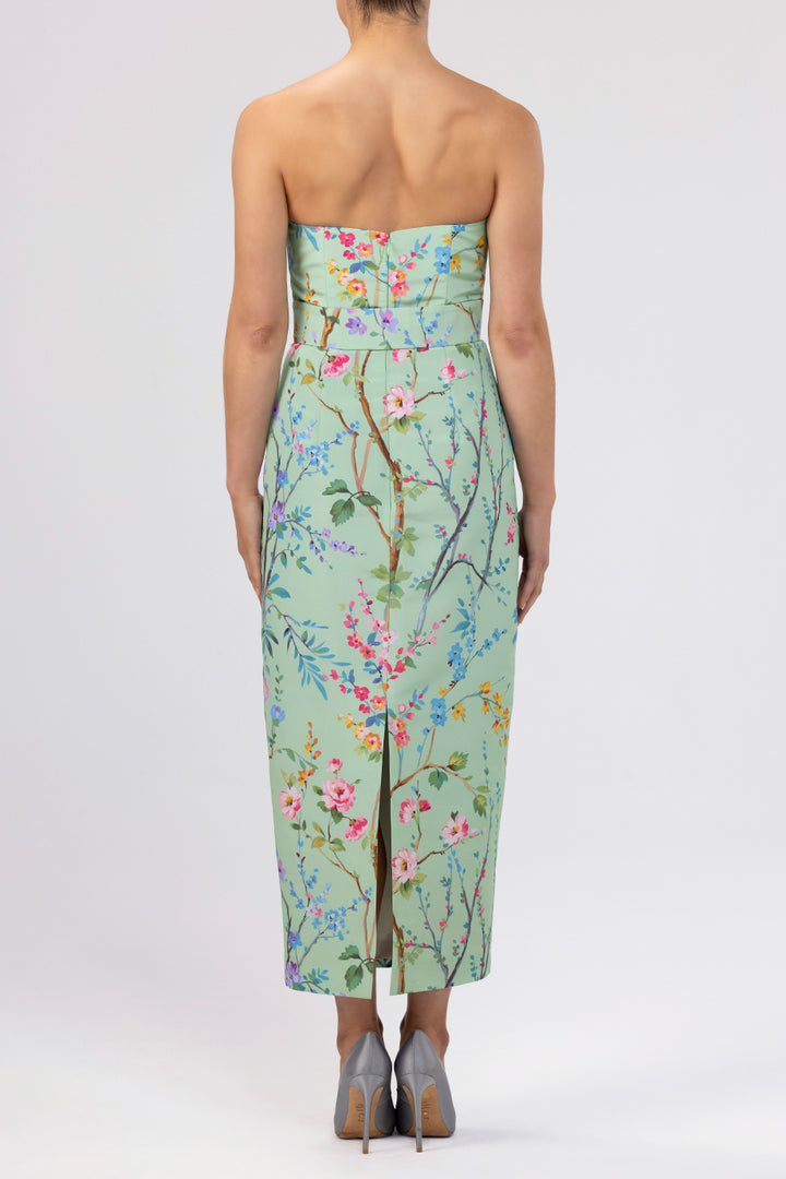 Elizabeth Garden Reverie Silk Faille Midi Dress with Bow Belt
