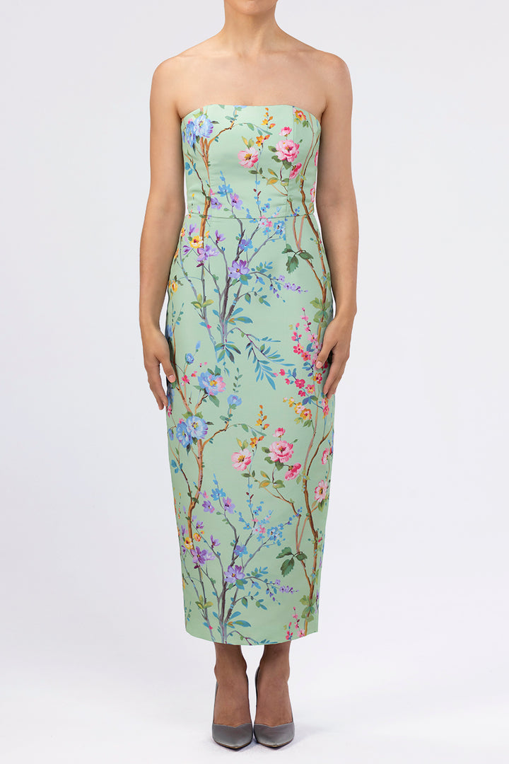 Elizabeth Garden Reverie Silk Faille Midi Dress with Bow Belt