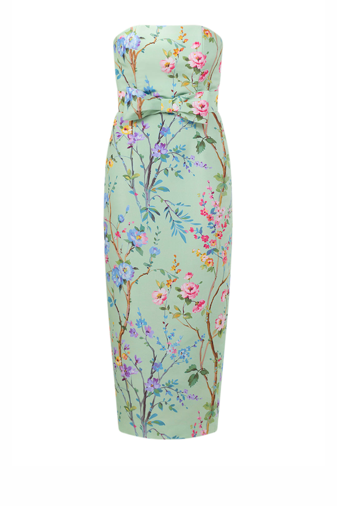 Elizabeth Garden Reverie Silk Faille Midi Dress with Bow Belt