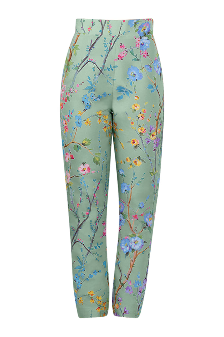 Garden Reverie Silk Faille Cigarette Pants
