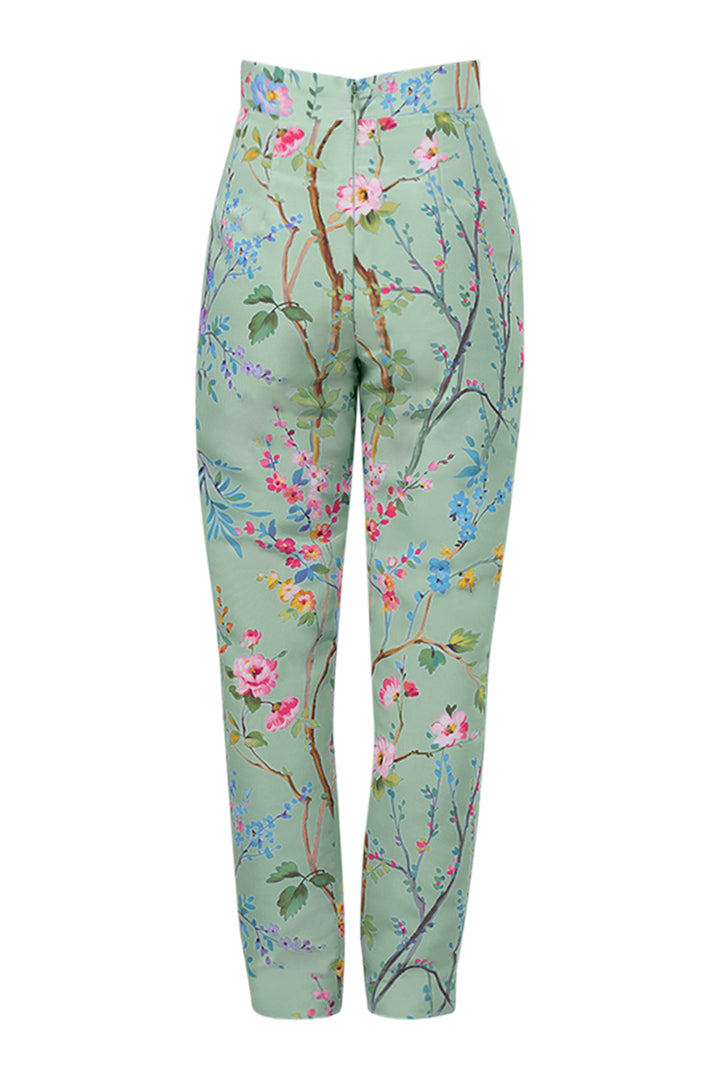 Garden Reverie Silk Faille Cigarette Pants