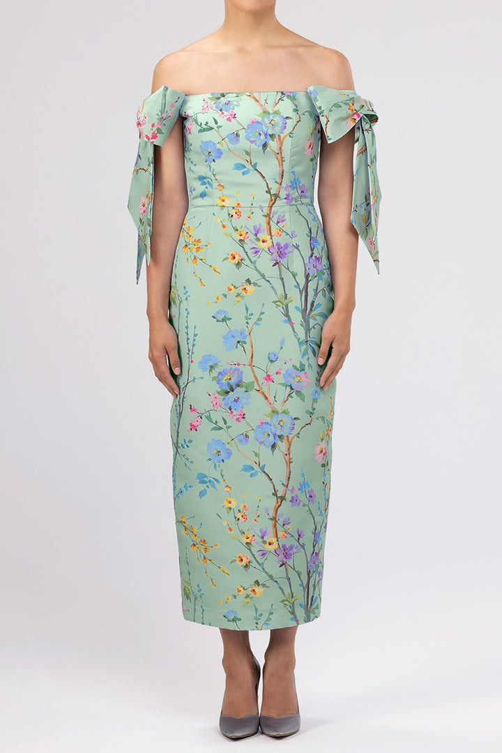 Isabella Garden Reverie Silk Faille Midi Dress