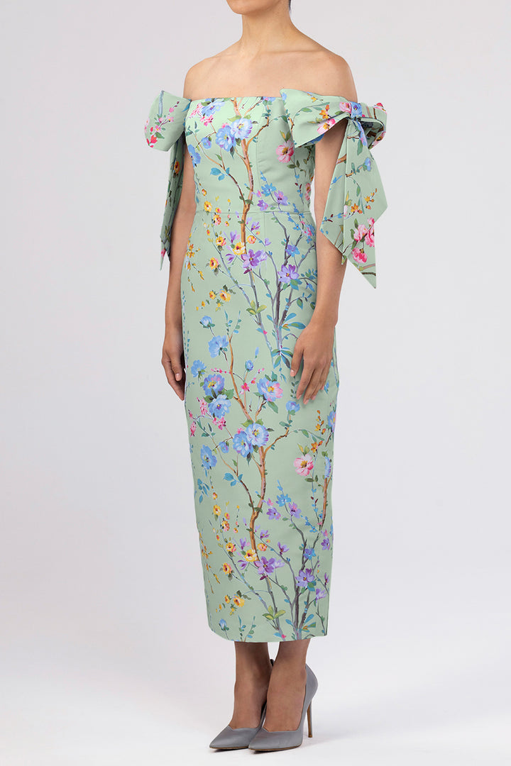 Isabella Garden Reverie Silk Faille Midi Dress