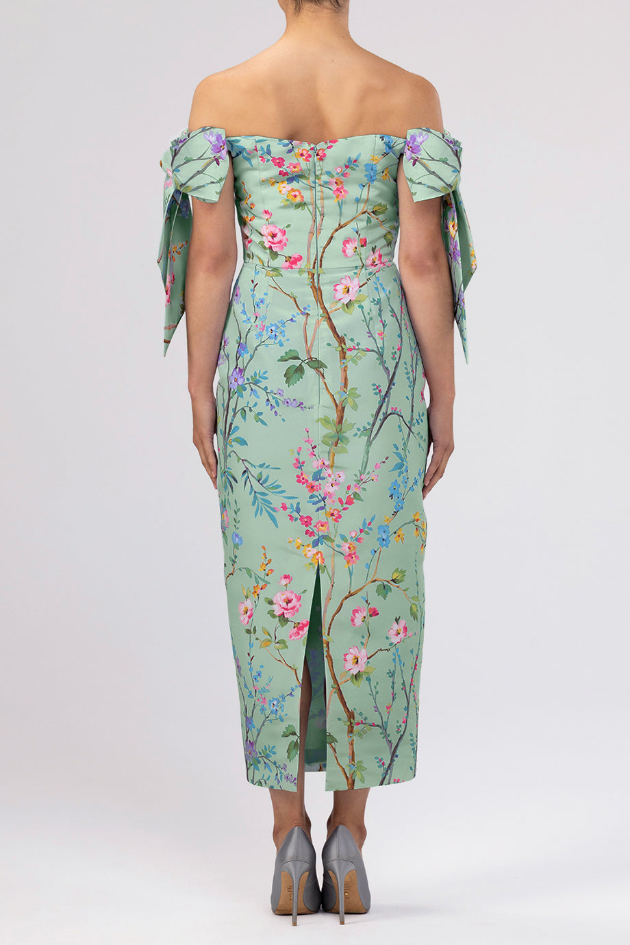 Isabella Garden Reverie Silk Faille Midi Dress