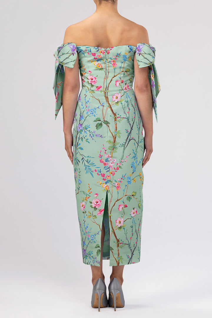 Isabella Garden Reverie Silk Faille Midi Dress