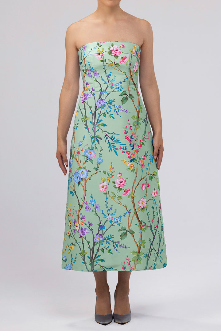 Lucie Garden Reverie Silk Faille A-Line Midi Dress