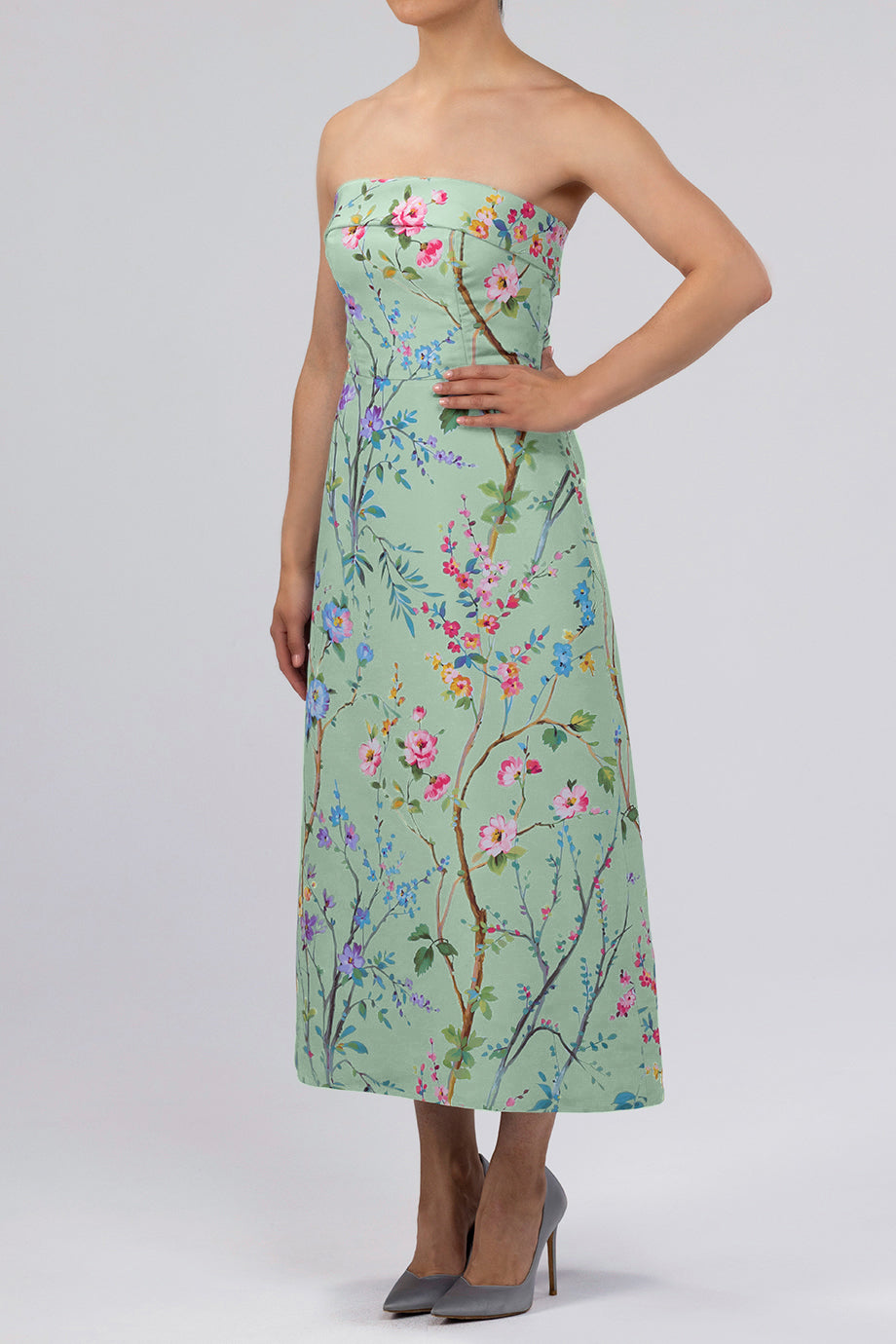 Lucie Garden Reverie Silk Faille A-Line Midi Dress