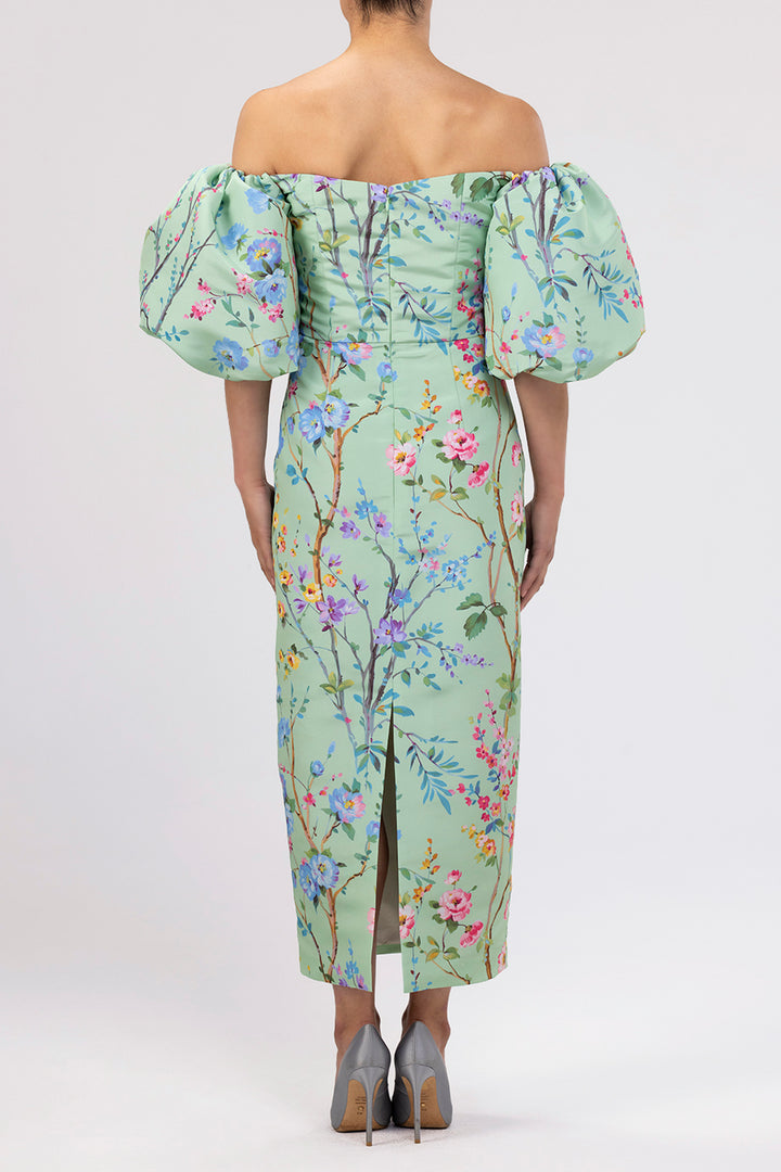 Sylvia Garden Reverie Silk Faille Midi Dress