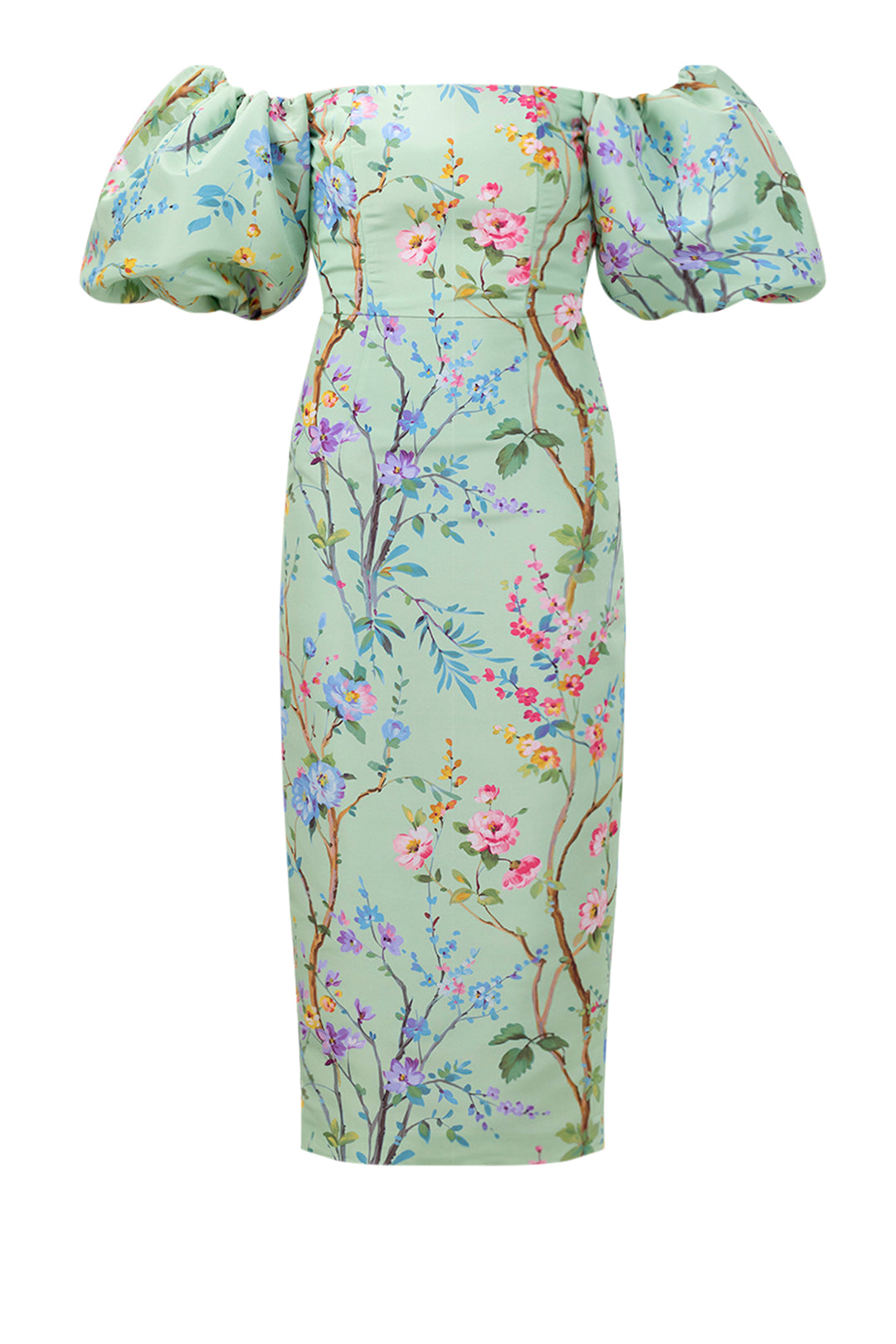 Sylvia Garden Reverie Silk Faille Midi Dress
