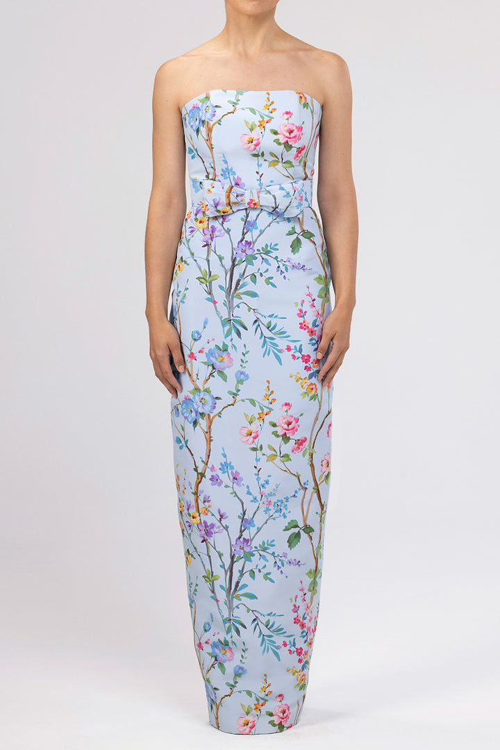 Elizabeth Garden Reverie Silk Faille Column Gown with Bow Belt